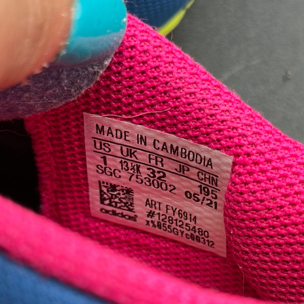 pink purple blue green Adidas x Messi indoor soccer cleats size 1 - Picture 7 of 7